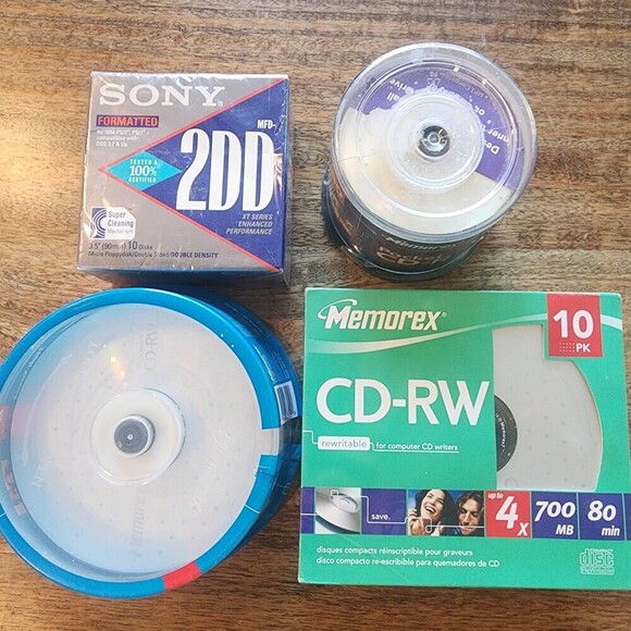 Memorex Other - Lot Memorex CD-RW 35 700MB 12x 4x + Pocket CD-R Sony 2DD 3.5 Floppy New Sealed